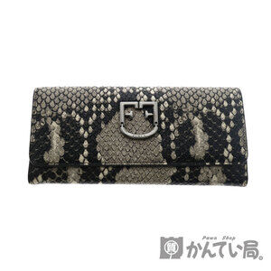 FURLA Python Zippered Long Wallet Leather Animal